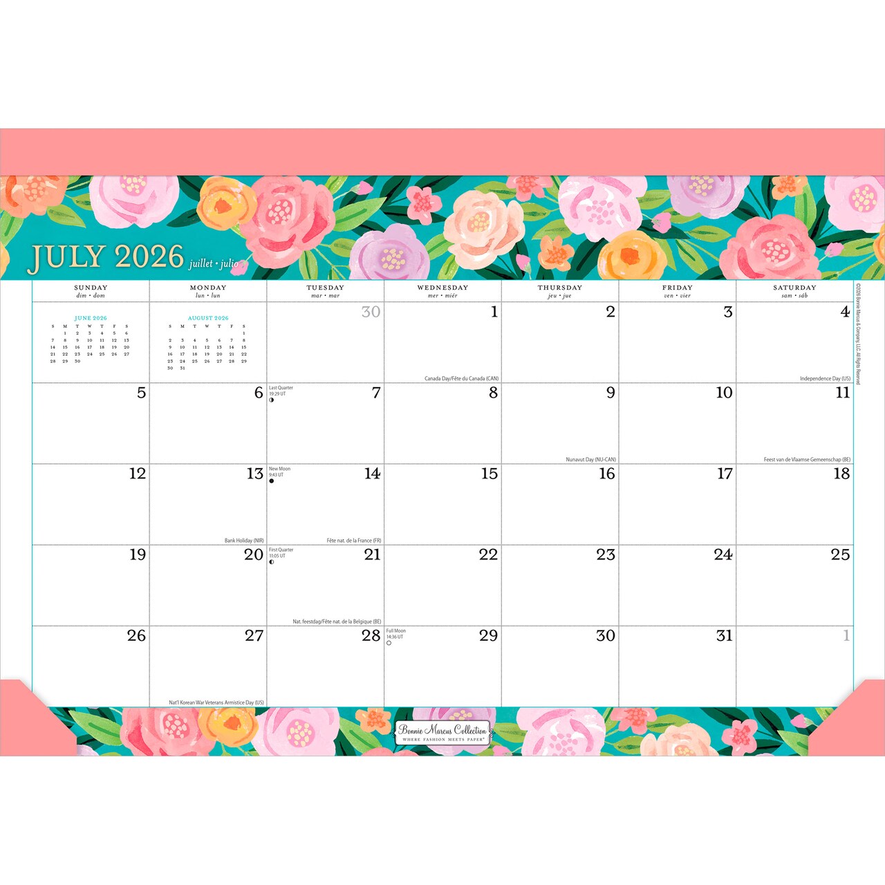 Bonnie Marcus OFFICIAL | 2027 14 x 10 Inch 18 Months Monthly Desk Pad Calendar | July 2026 - December 2027 | Sticker Sheet | Plato | Fashion Designer Stationery